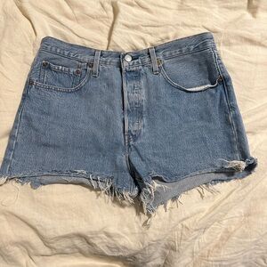levi’s 501 high rise denim shorts